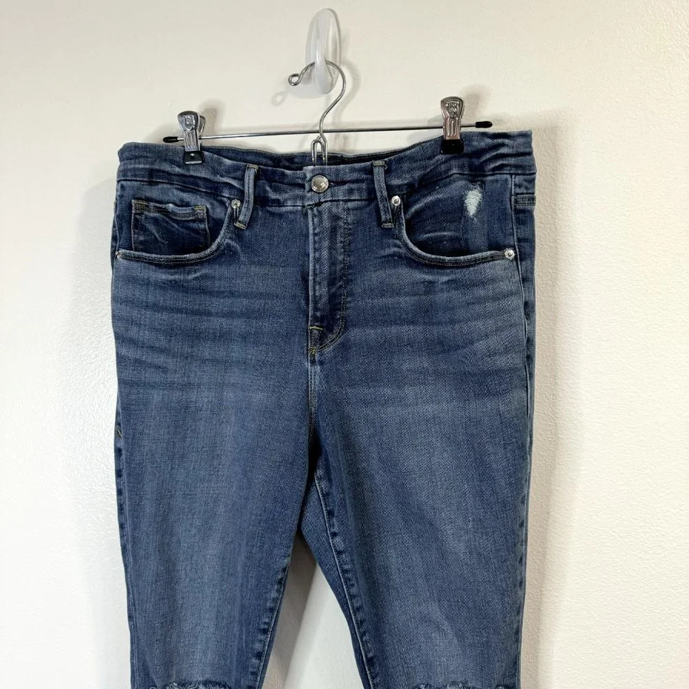 Good American Good Legs Crop Jeans Size 14 / 32 Stretch Denim High Rise Ankle - Picture 2 of 11
